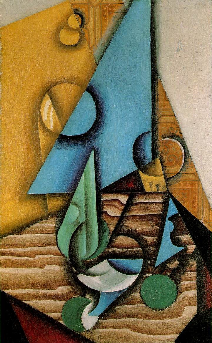 Juan Gris Gris Bottle and glass on a table